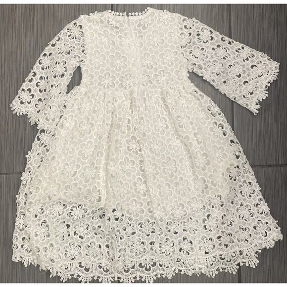 Girls White Eyelet Floral Dress Size 6/6x Cotton Blend Lined - Picture 4 of 6